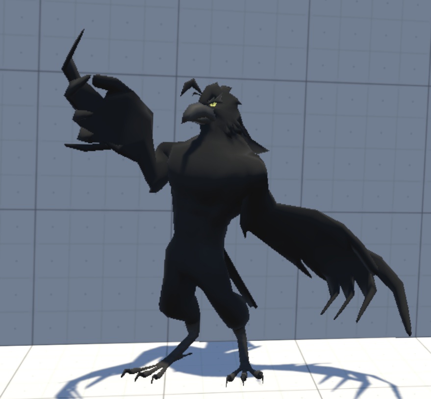 VRChat用アバター「3Dテレビ設置&テレビカメラ装備&コライダージャンプできるカラス」【オリジナル3Dモデル】