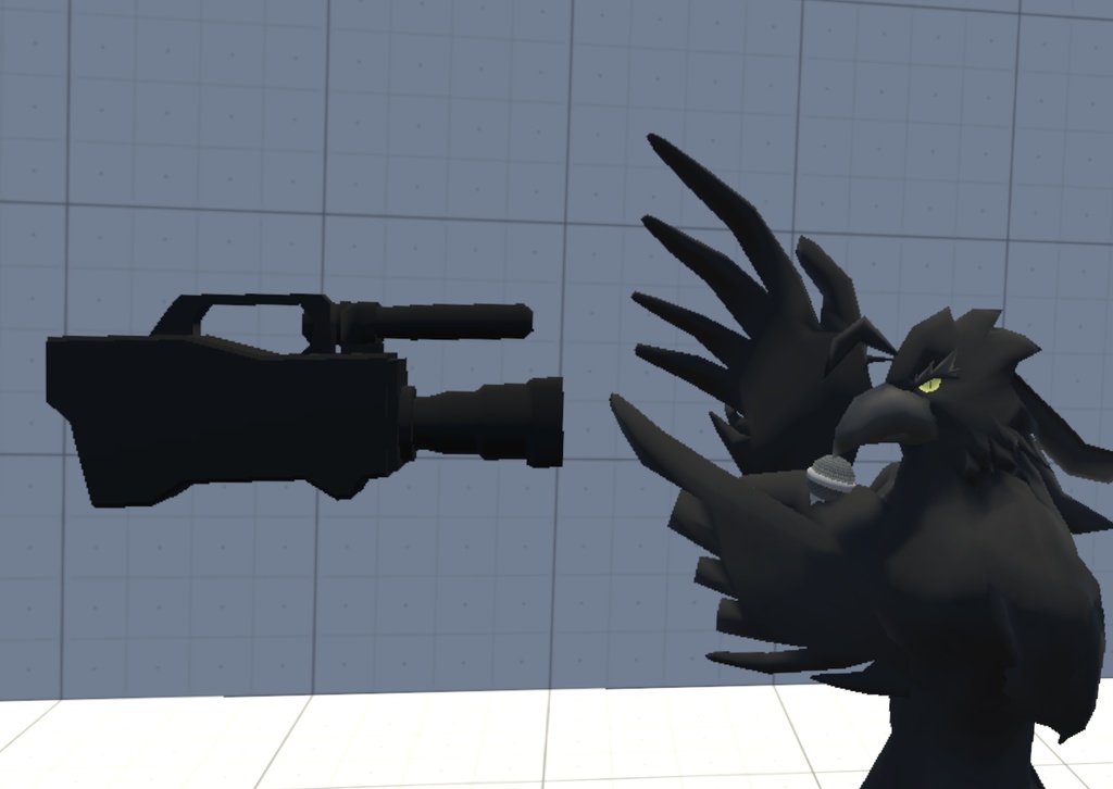 VRChat用アバター「3Dテレビ設置&テレビカメラ装備&コライダージャンプできるカラス」【オリジナル3Dモデル】