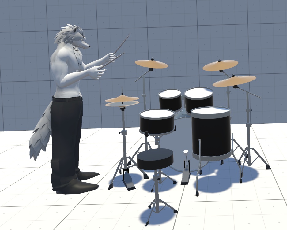 VRChat用アバター「ドラムを叩くファルカス」(演奏できるドラム+3.0バージョン)【オリジナル3Dモデル】(旧バージョン)
