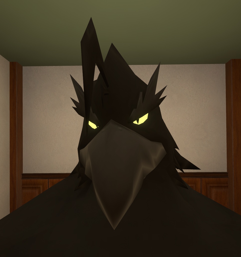 VRChat用アバター「テレポータ設置&コライダージャンプできる滑空モーション付きカラス」【オリジナル3Dモデル】