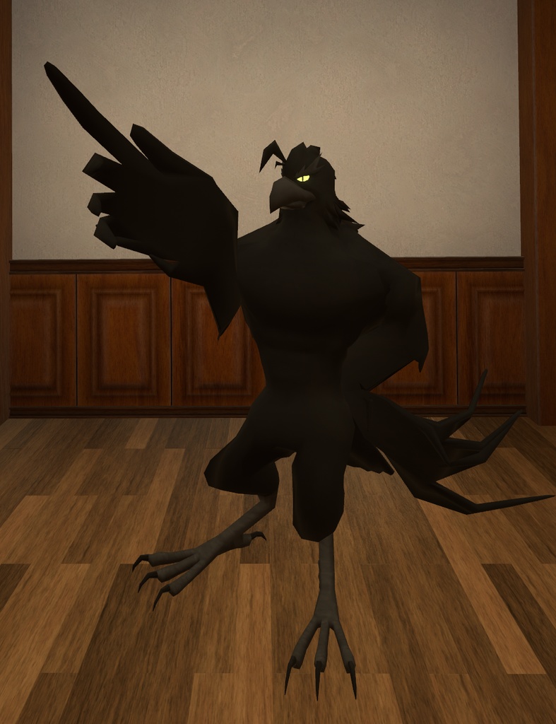 VRChat用アバター「フリーフォールや観覧車を設置できるカラスアバター」【オリジナル3Dモデル】