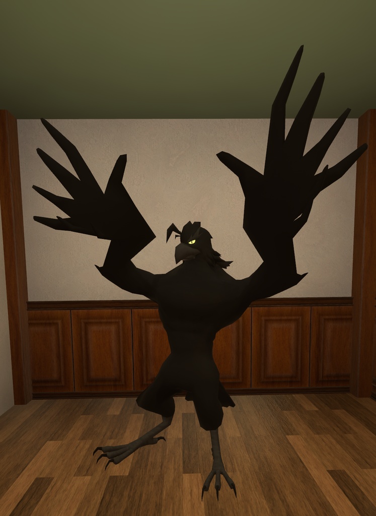 VRChat用アバター「フリーフォールや観覧車を設置できるカラスアバター」【オリジナル3Dモデル】