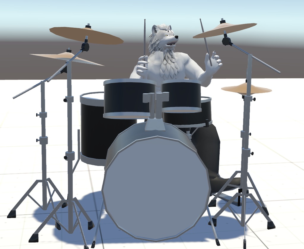 VRChat用アバター「ドラムを叩くファルカス」（演奏できるドラムギミック＋PhysBone対応バージョン）【オリジナル3Dモデル】