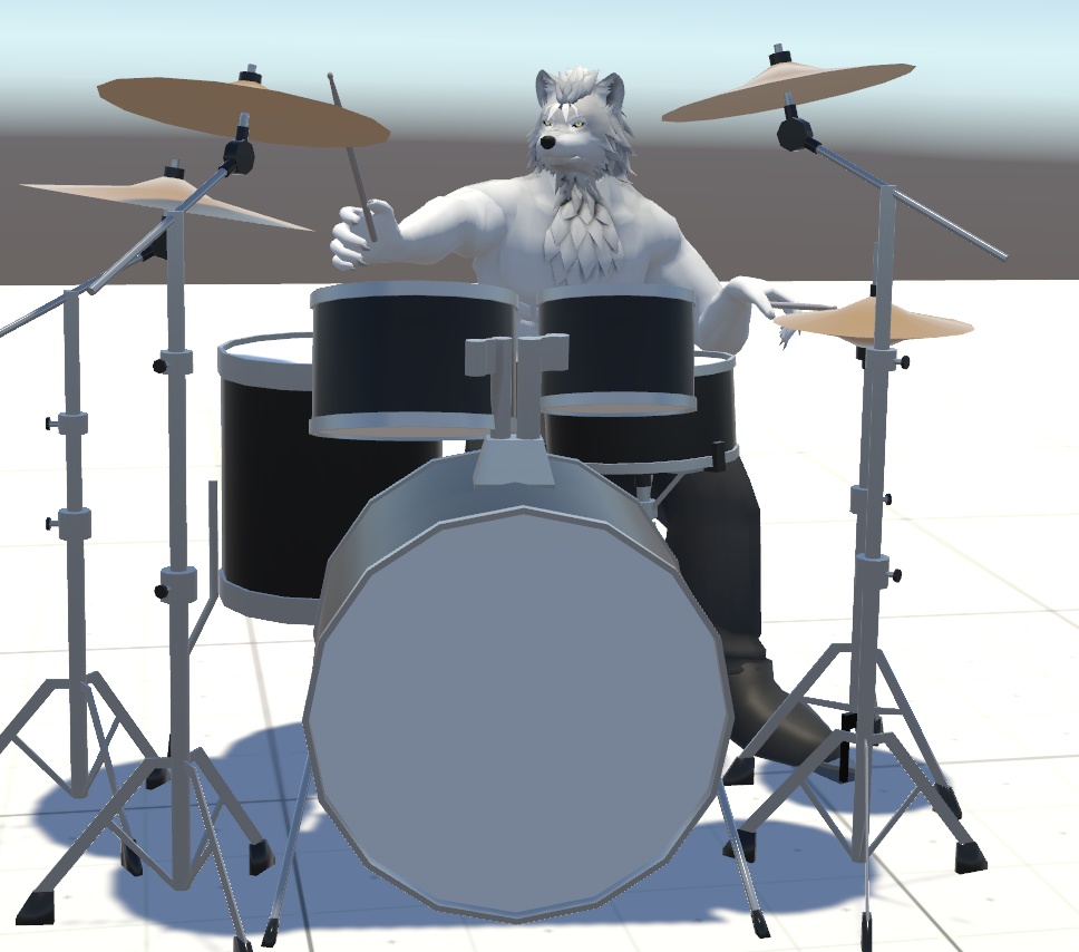 VRChat用アバター「ドラムを叩くファルカス」(演奏できるドラムギミック+PhysBone対応バージョン)【オリジナル3Dモデル】