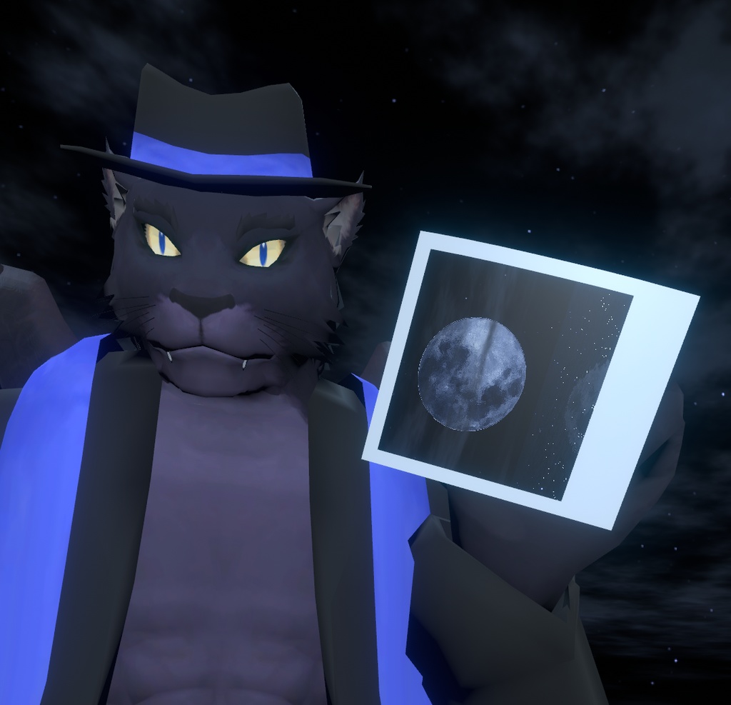 VRChat用「立体写真が撮れる!手書き文字も描ける!ついでに飛べる!グリフォンの翼の生えた黒豹獣人アバター『アズール2』付きインスタントカメラ(ポラロイドカメラ)physbone対応」【アバター用アクセサリー】【他コントローラー及びVCC対応版追加】