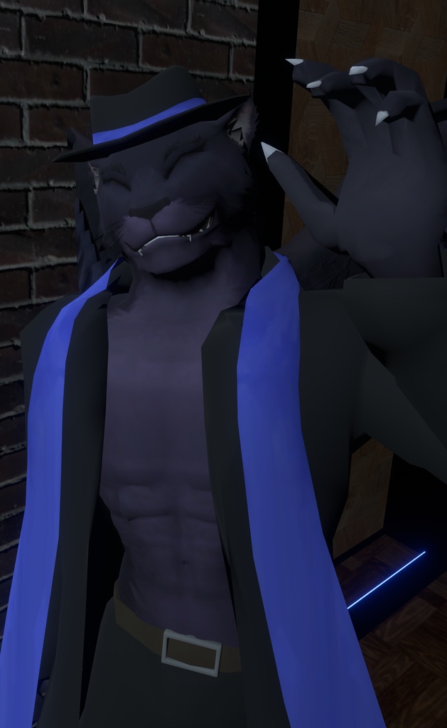 VRChat用「立体写真が撮れる!手書き文字も描ける!ついでに飛べる!グリフォンの翼の生えた黒豹獣人アバター『アズール2』付きインスタントカメラ(ポラロイドカメラ)physbone対応」【アバター用アクセサリー】【他コントローラー及びVCC対応版追加】