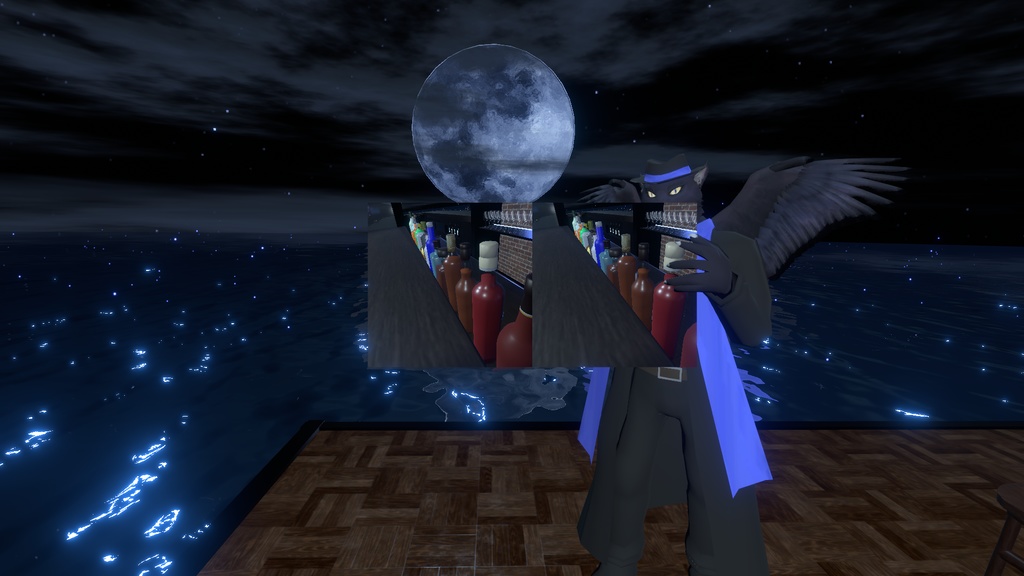 VRChat用「立体写真が撮れる!手書き文字も描ける!ついでに飛べる!グリフォンの翼の生えた黒豹獣人アバター『アズール2』付きインスタントカメラ(ポラロイドカメラ)physbone対応」【アバター用アクセサリー】【他コントローラー及びVCC対応版追加】