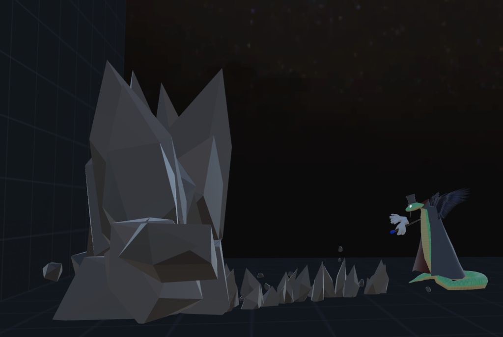 VRChat用「翼の生えた蛇アバター『カトル』【4種の魔法パーティクル付き!ついでに飛べる!6種のボードゲームもついてくる!くねくね歩行モーション付き】