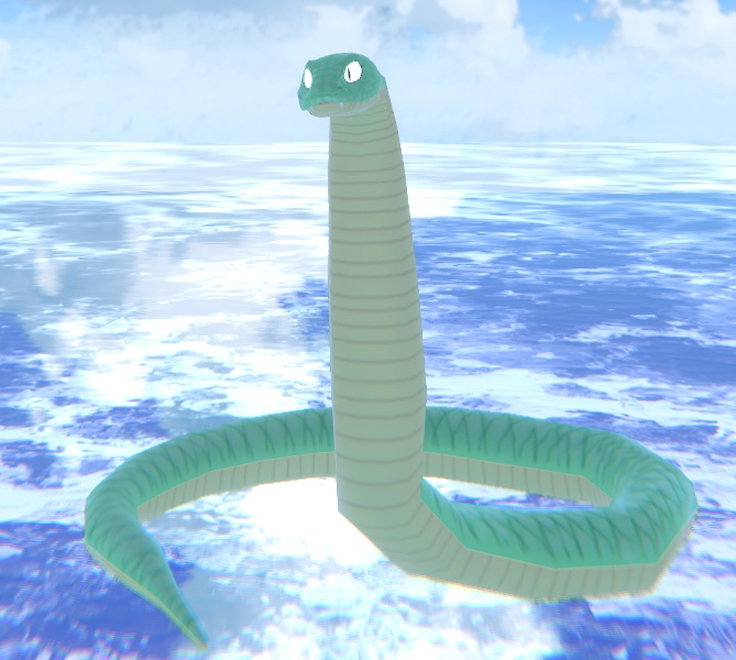 VRChat用「翼の生えた蛇アバター『カトル』【4種の魔法パーティクル付き!ついでに飛べる!6種のボードゲームもついてくる!くねくね歩行モーション付き】