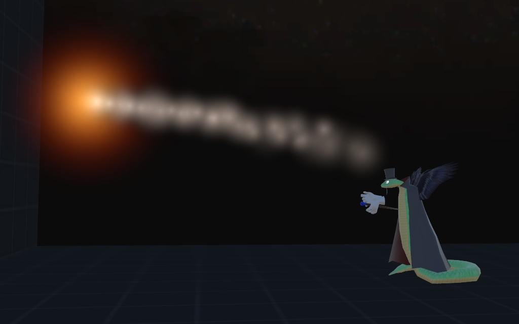 VRChat用「翼の生えた蛇アバター『カトル』【4種の魔法パーティクル付き!ついでに飛べる!6種のボードゲームもついてくる!くねくね歩行モーション付き】