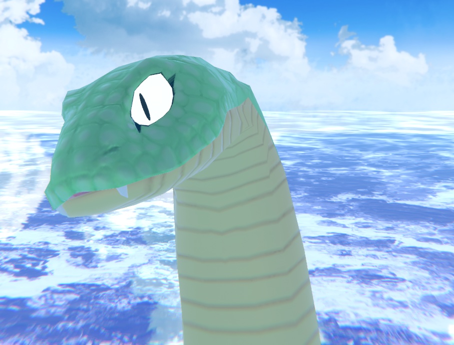 VRChat用「翼の生えた蛇アバター『カトル』【4種の魔法パーティクル付き!ついでに飛べる!6種のボードゲームもついてくる!くねくね歩行モーション付き】