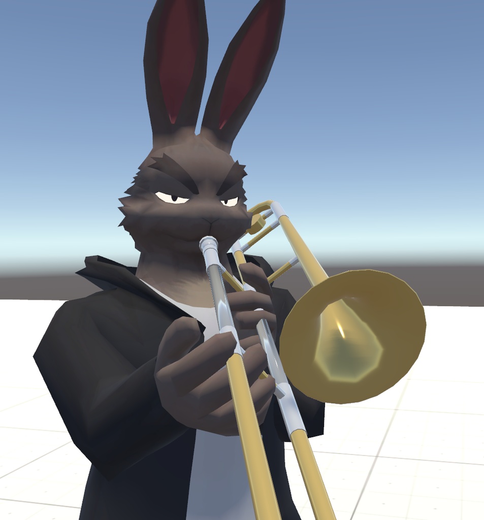 VRChat用「トロンボーン付きウサギ獣人アバター(音が出て演奏できる!)」