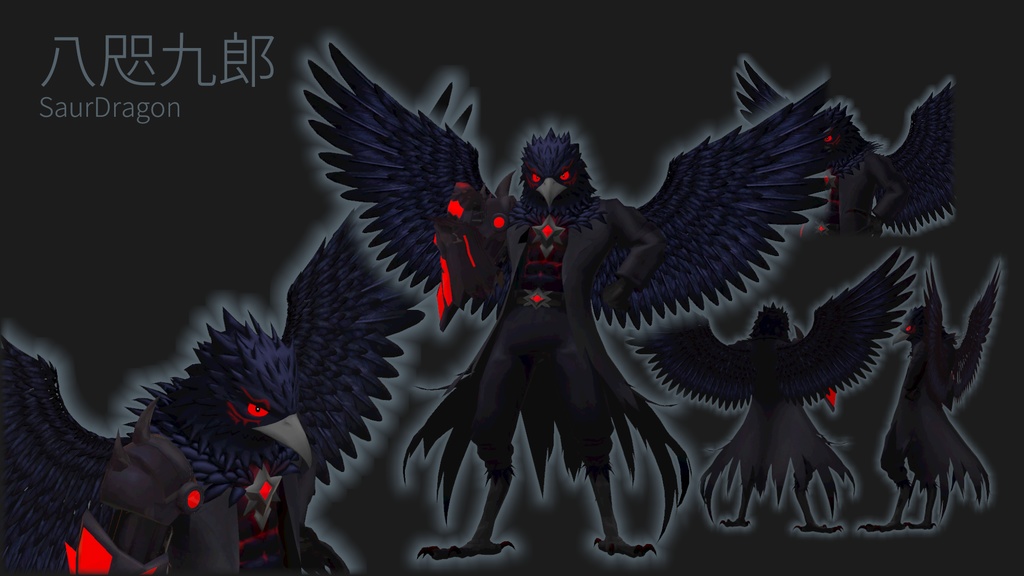VRChat用カラス獣人アバター『八咫九郎(やたくろう)』