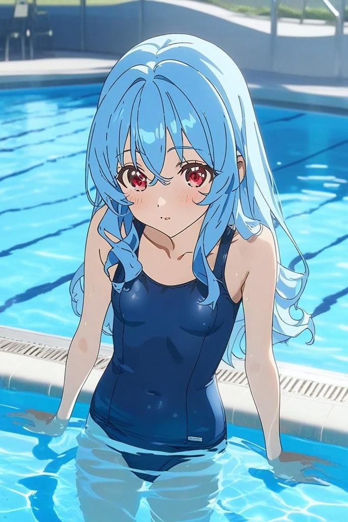水色髪スク水少女50枚