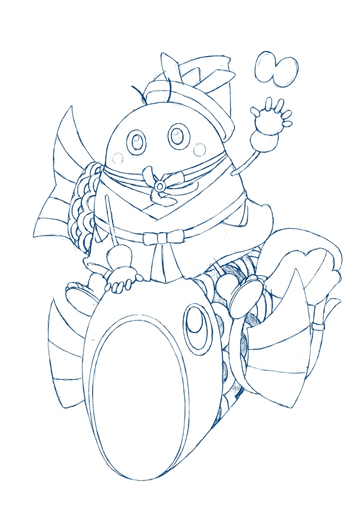 ぬりえ線画「てんとうさんとこいのぼり」