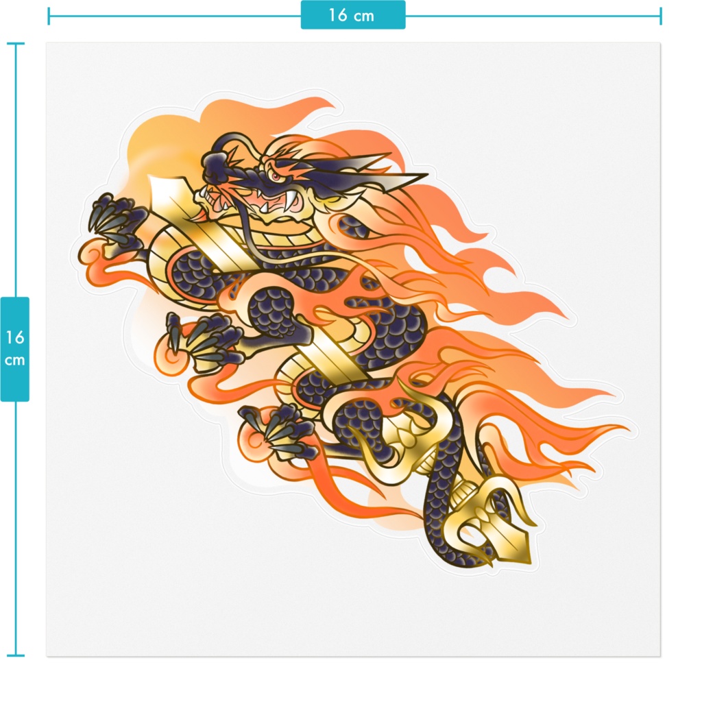 倶利伽羅龍王横向きステッカー(透明)