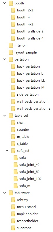 ファミレスの内装用のテーブルセット【3D素材】
