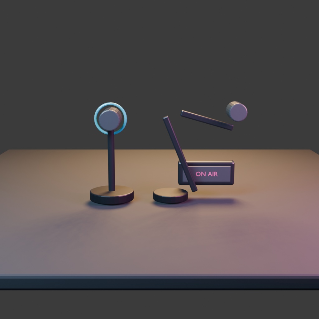 【3D小道具】SoftSignal Creator Mic|マイク&ON AIR【VRChat / Unity / Blender】