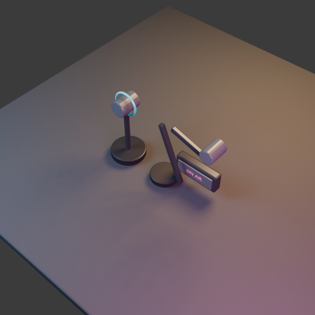 【3D小道具】SoftSignal Creator Mic|マイク&ON AIR【VRChat / Unity / Blender】
