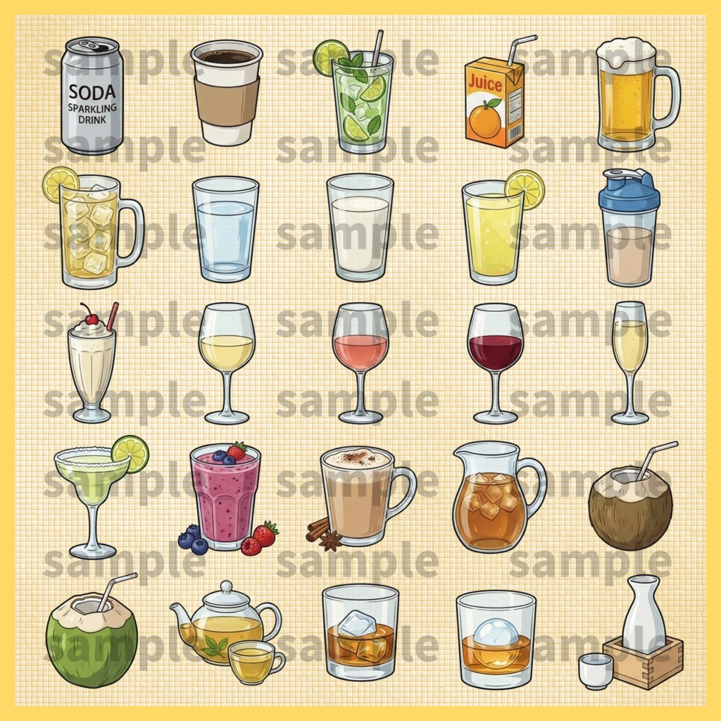【料理・食材シリーズ】飲み物イラスト素材