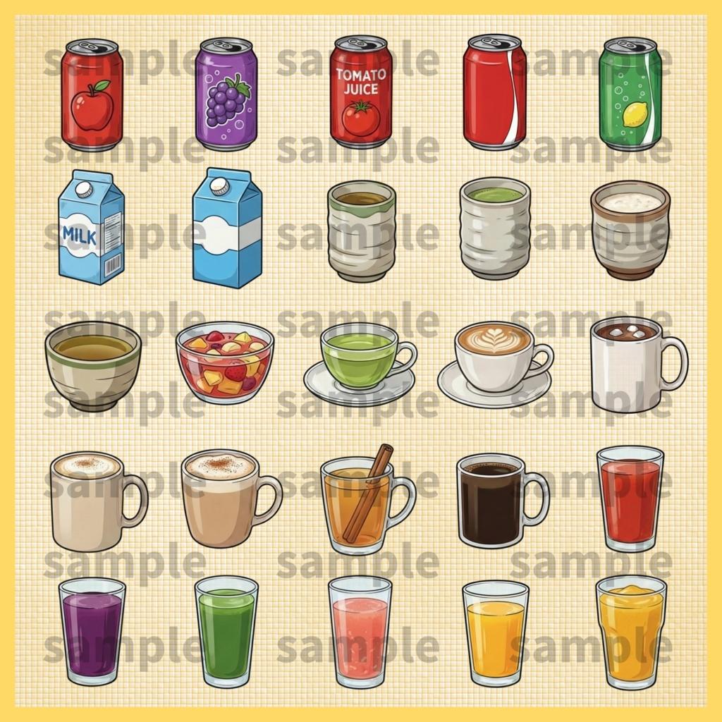 【料理・食材シリーズ】飲み物イラスト素材
