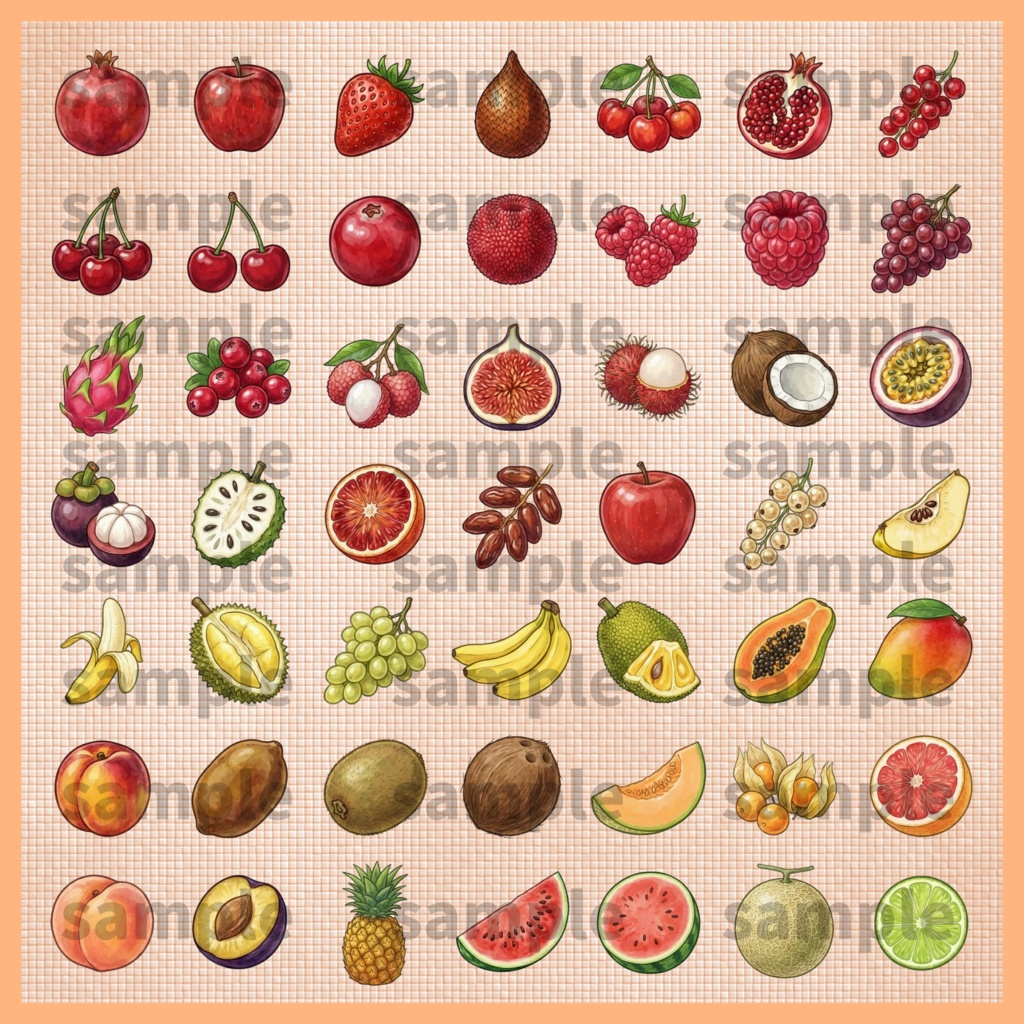 【料理・食材シリーズ】果物イラスト素材
