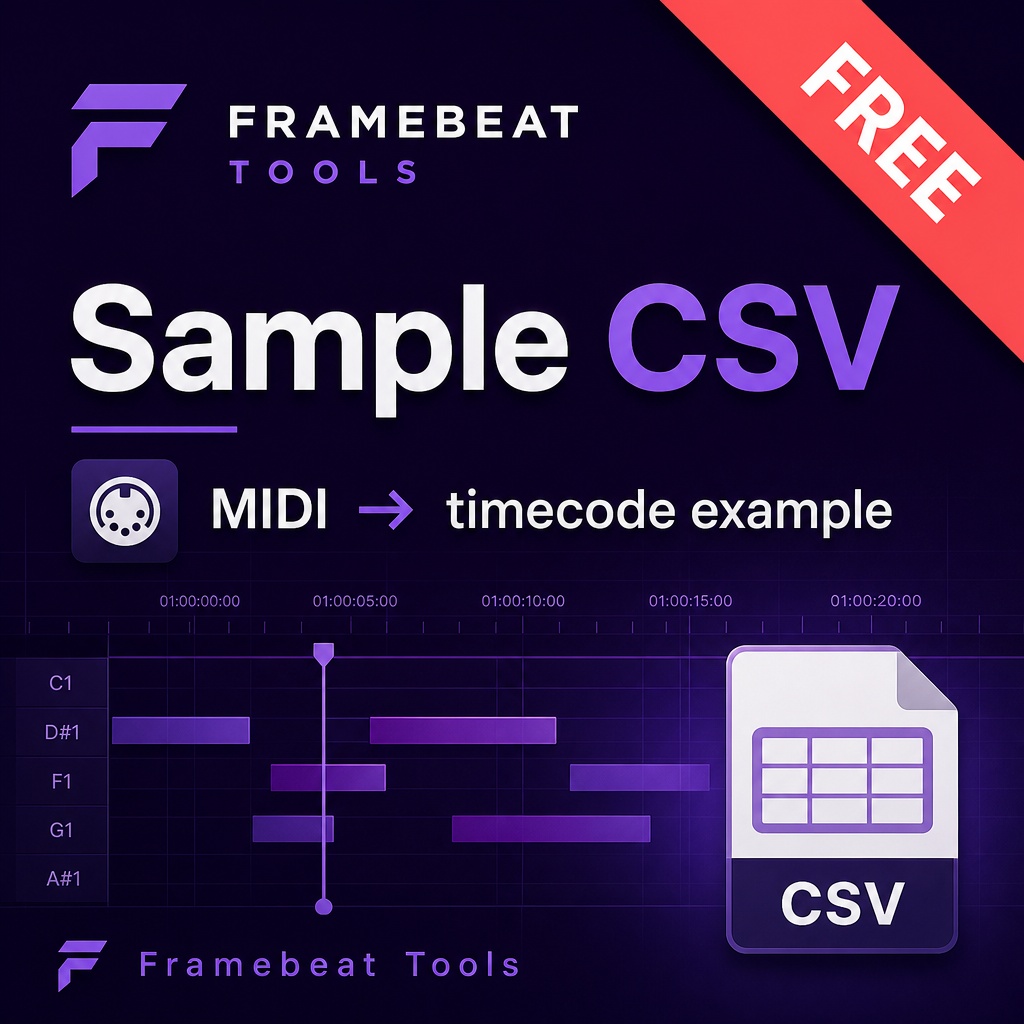 【無料】Framebeat Cutlist 変換サンプルCSV｜MIDI→タイムコード例