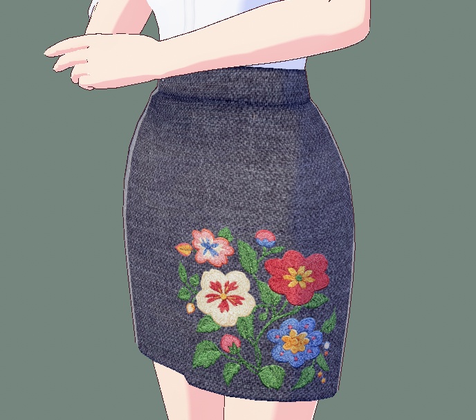 Embroidered skirt floral- vroid custom item