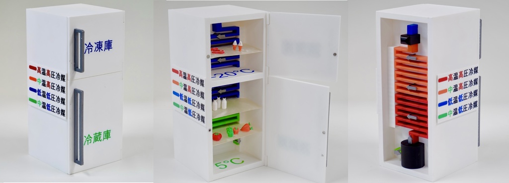 冷蔵庫/冷凍庫の冷却サイクル学習用3Dプリントデータ（冷凍サイクル）
