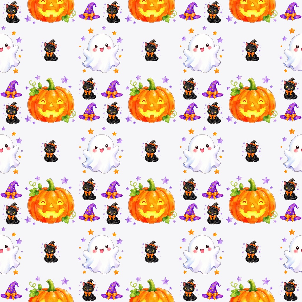 かわいいハロウィン柄 デザインペーパー 5色セット|2000×2000px