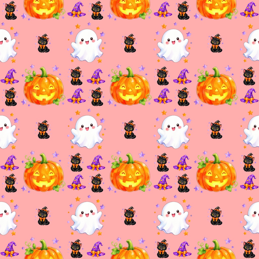 かわいいハロウィン柄 デザインペーパー 5色セット|2000×2000px