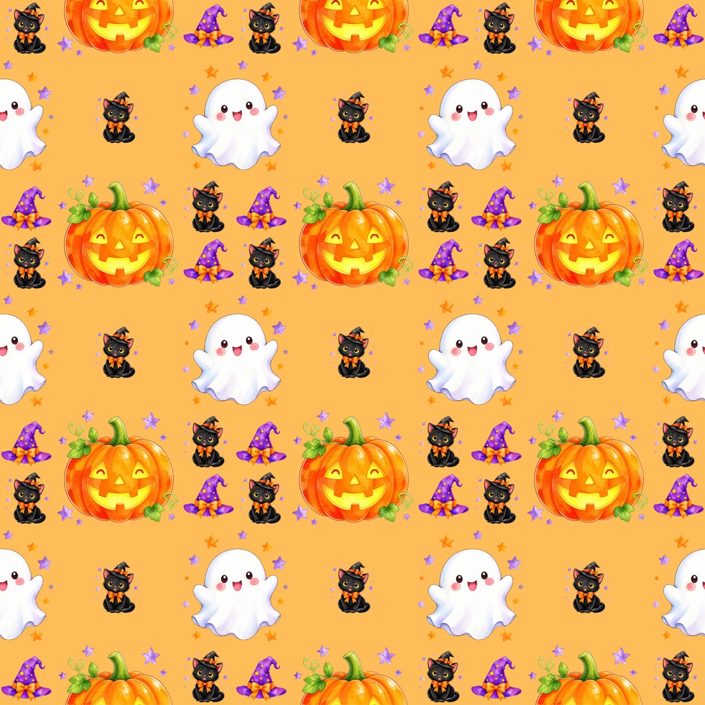 かわいいハロウィン柄 デザインペーパー 5色セット｜2000×2000px