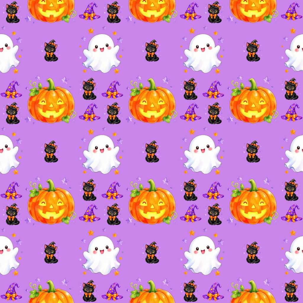 かわいいハロウィン柄 デザインペーパー 5色セット|2000×2000px