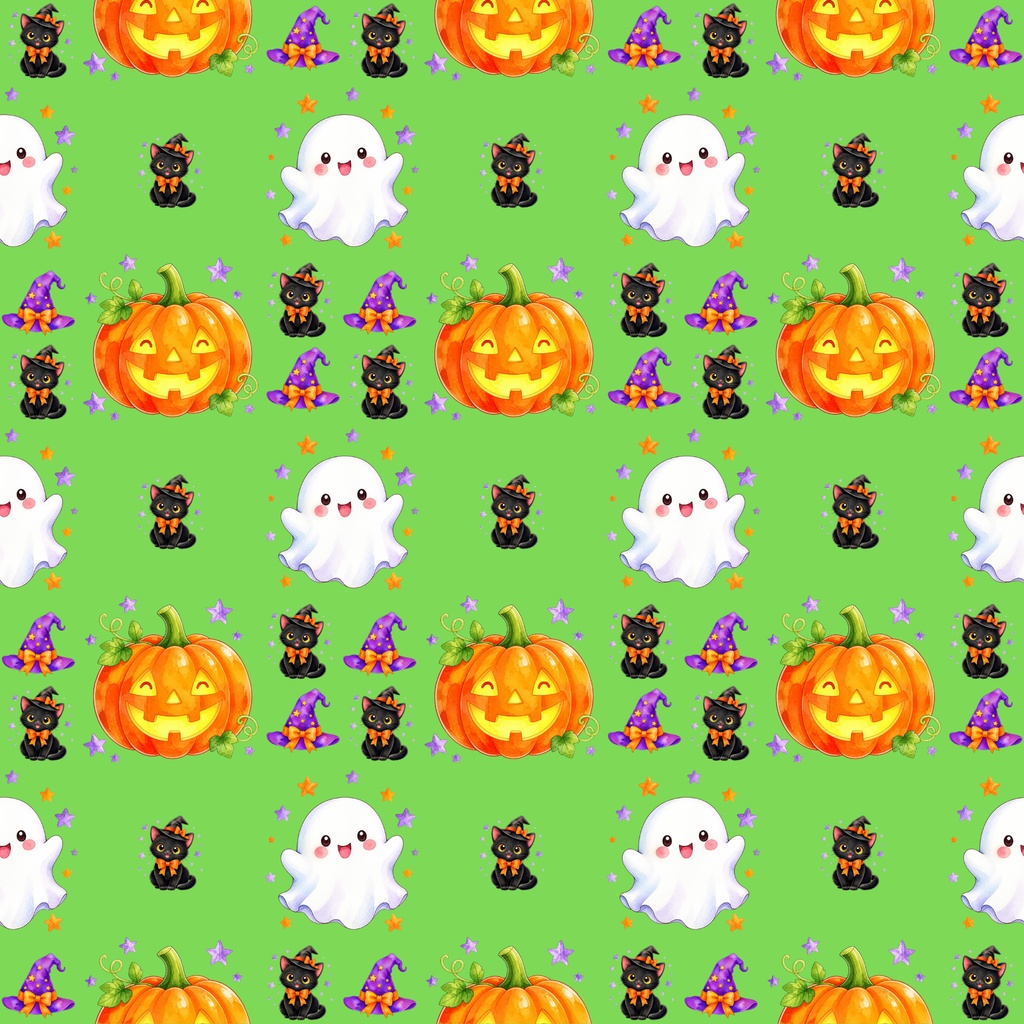 かわいいハロウィン柄 デザインペーパー 5色セット|2000×2000px