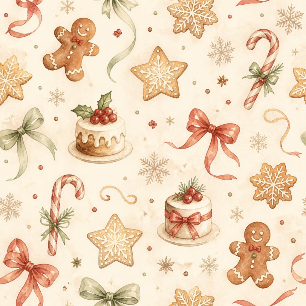 クリスマス デザインペーパー 5種セット|大人かわいい 水彩風 シームレスパターン|2000×2000px