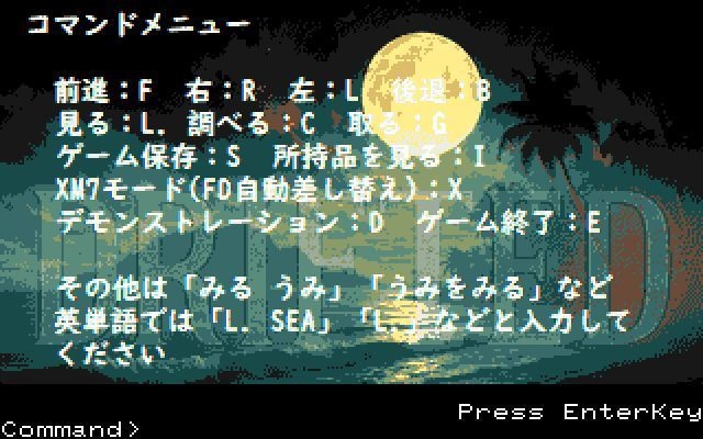 レトロアドベンチャーゲーム「漂着」 for FM77AV20/40 16色版 フロッピー2枚組