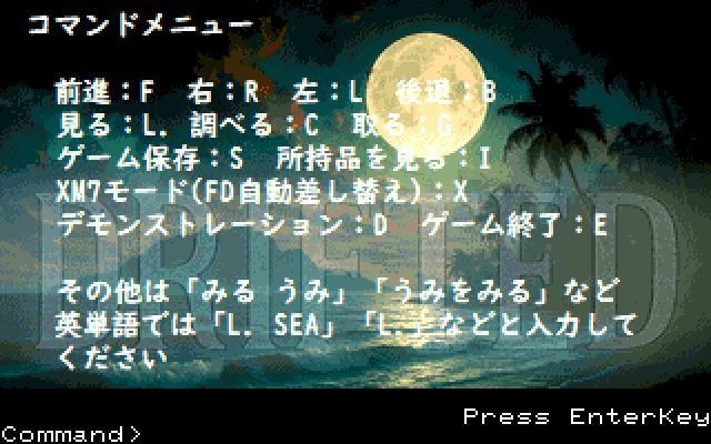 レトロアドベンチャーゲーム「漂着」 for FM77AV20/40 64色版 フロッピー3枚組