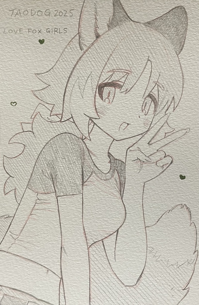 原画　ドローイング(キツネ耳)