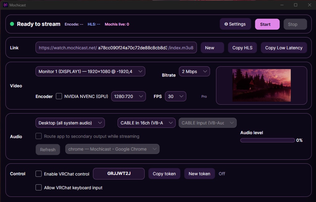 Mochicast - stream your desktop into vrchat