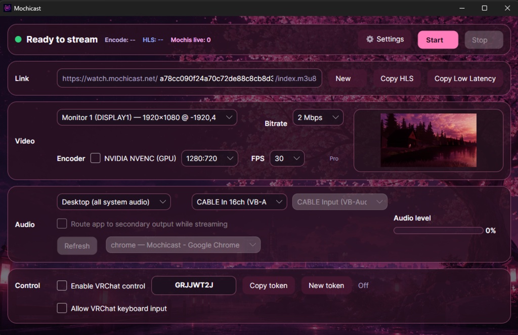 Mochicast - stream your desktop into vrchat