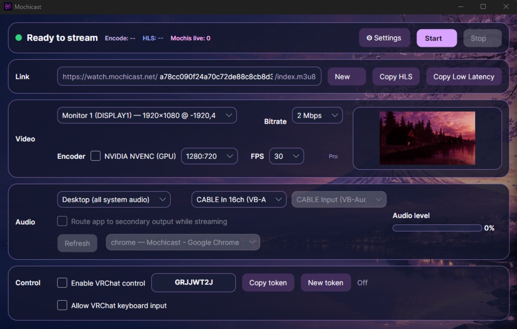 Mochicast - stream your desktop into vrchat