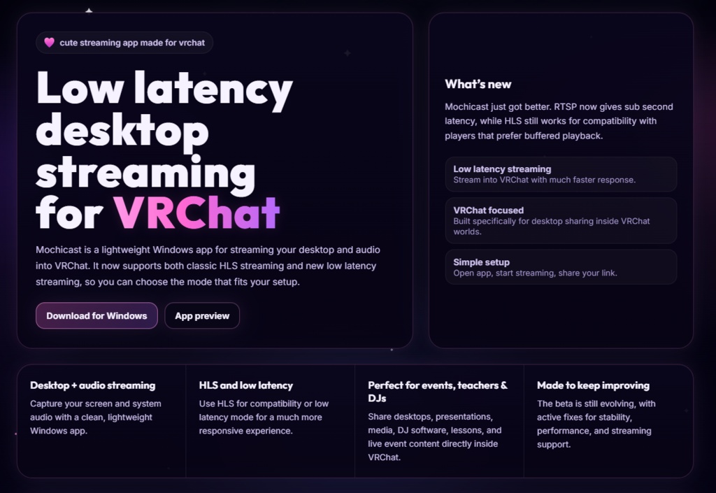 Mochicast - stream your desktop into vrchat