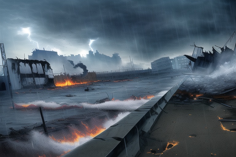 ・背景素材 破壊された都市炎上、廃墟火災のイラスト 560枚