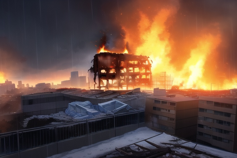 ・背景素材 破壊された都市炎上、廃墟火災のイラスト 560枚