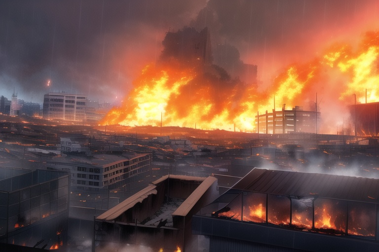 ・背景素材 破壊された都市炎上、廃墟火災のイラスト 560枚