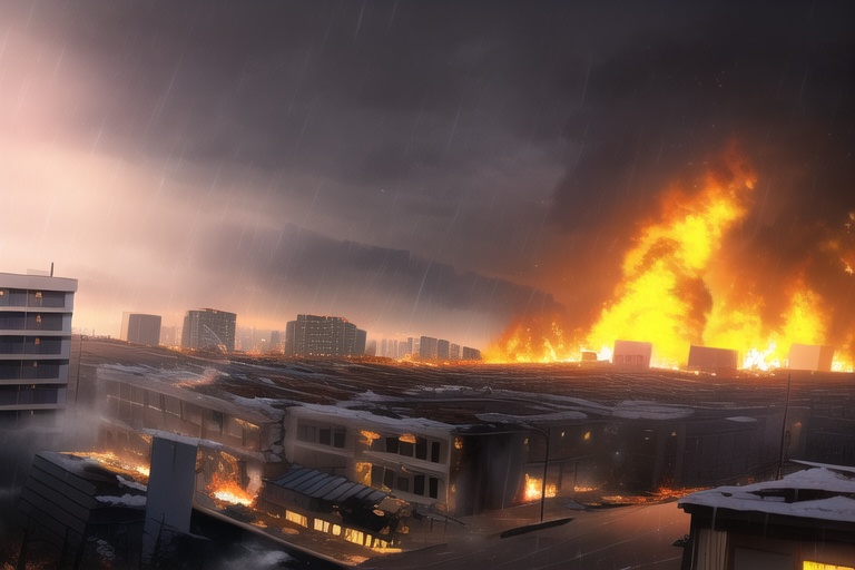 ・背景素材 破壊された都市炎上、廃墟火災のイラスト 560枚