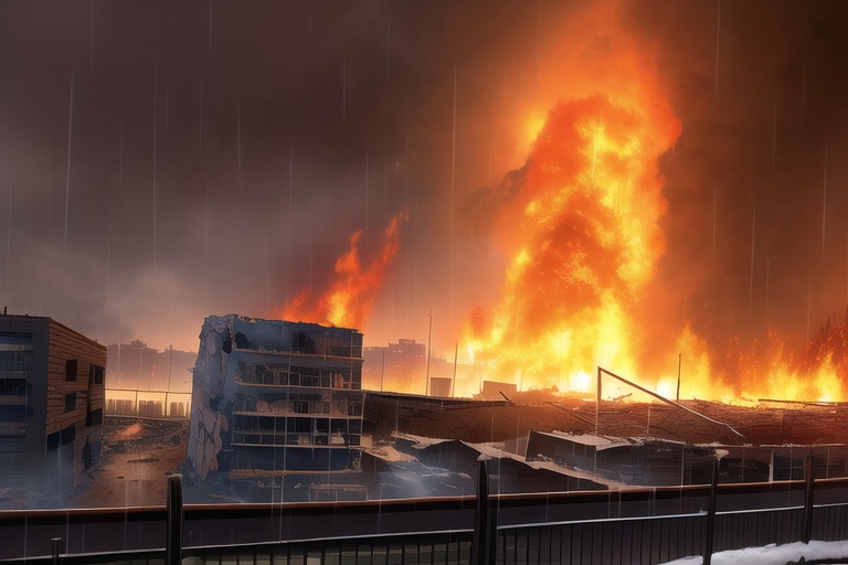 ・背景素材 破壊された都市炎上、廃墟火災のイラスト 560枚