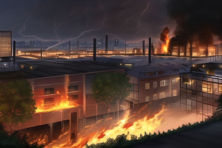 ・背景素材 破壊された都市炎上、廃墟火災のイラスト 560枚