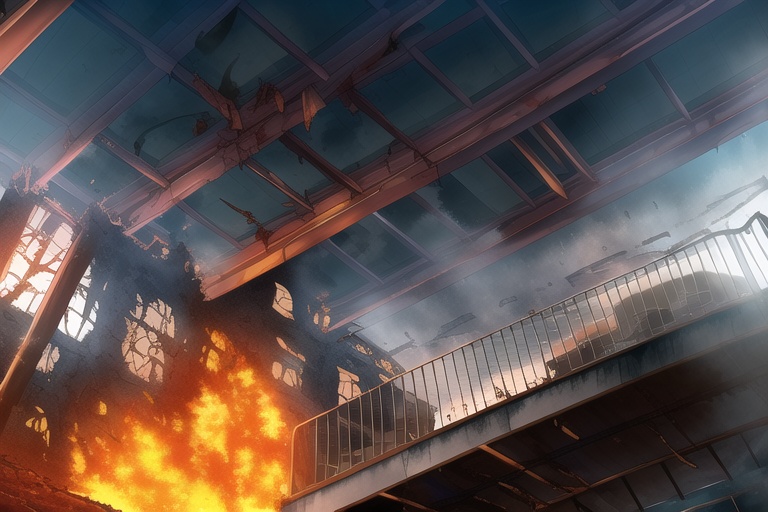 ・背景素材 破壊された都市炎上、廃墟火災のイラスト 560枚