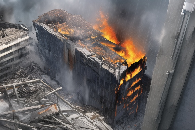 ・背景素材 破壊された都市炎上、廃墟火災のイラスト 560枚